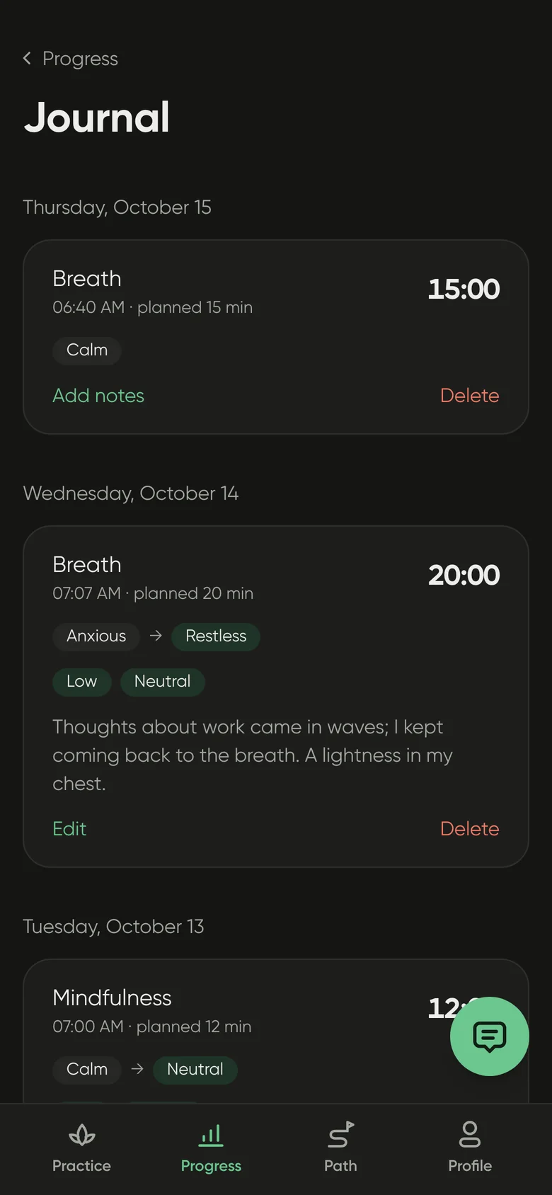 A diary that shows the change