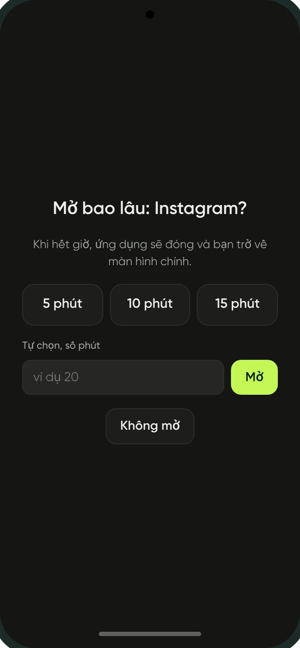 Đúng bằng thời gian bạn đã chọn